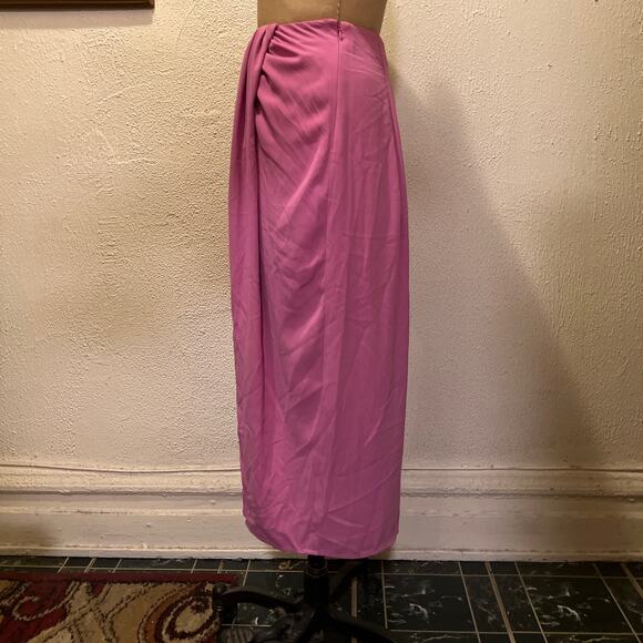 Open Edit Pink Faux Wrap Midi Skirt Size 1X - Picture 7 of 13